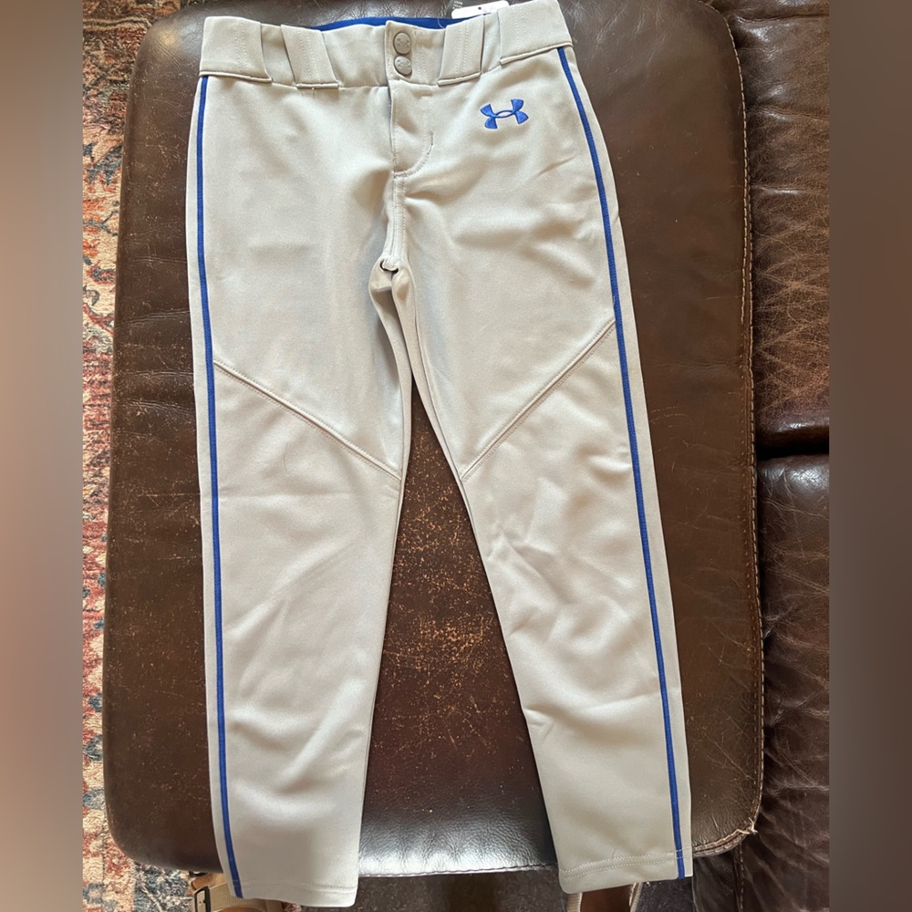 Under Armour Kids' Gray Baseball pants with Blue Accents